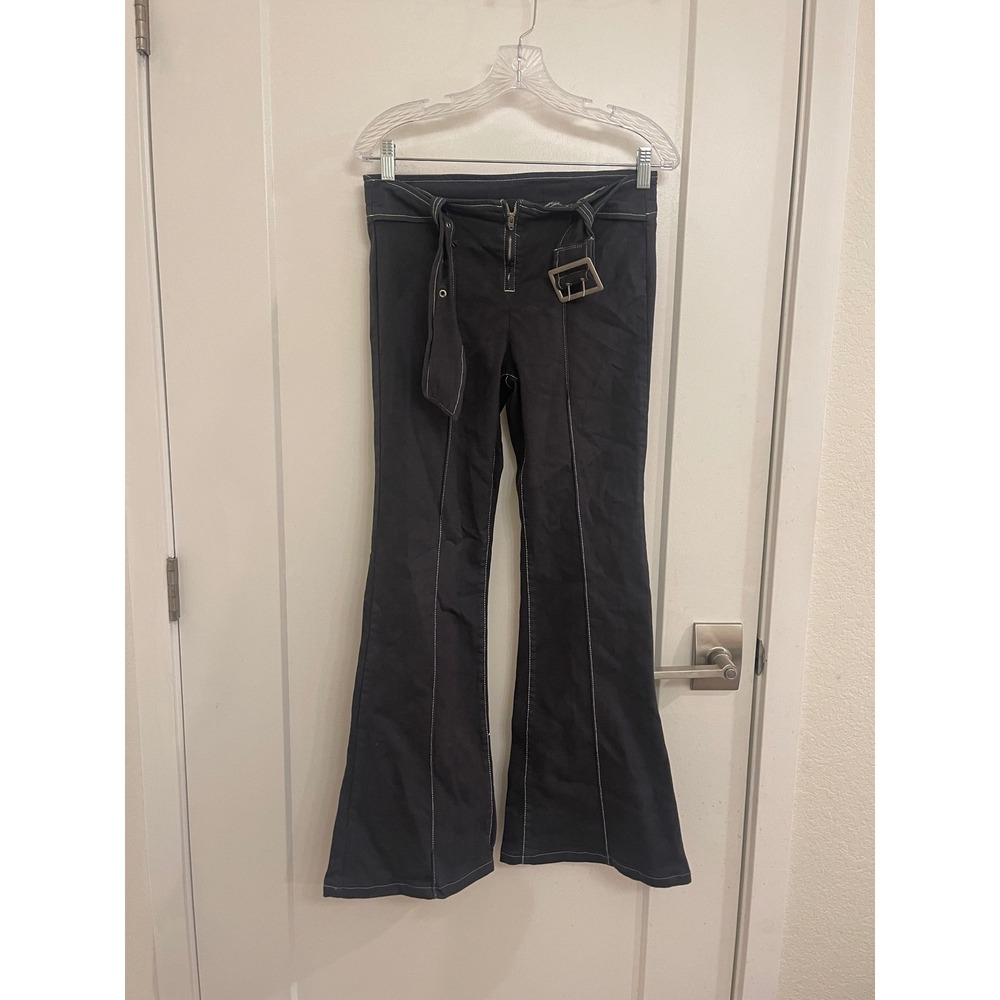 Vintage‎ Y2K Euro FB Sister Flare Black Pants Streetwear Grunge Trendy